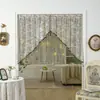 Cortina de Porta Estilo Francês, Cortina Curta de Renda Vintage Divisória, Meia Cortina Sem Furo, Cortina de Porta Bordada para Hall de Entrada Quarto Bloqueio de Porta
