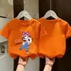 Camiseta de Manga Corta de Algodón Puro para Niñas, Top Delgado Estampado de Verano, para Niños, Holgada, Versátil, Elegante y Cómoda, Camiseta Básica