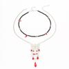 NZ2962 Collar Europeo y Americano Transfronterizo con Borla de Mariposa para Mujer, Colgante de Mariposa Rojo, Halloween Divertido Hip-hop Femenino Doble Capa