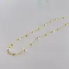 Collar de perlas doradas Gypsophora para mujer, temperamento minimalista, cadena para clavícula, oro de 14 quilates, collar de perlas naturales de agua dulce