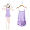 Verano Nuevo talla grande talla grande para mujer cómodo simple de tirantes ropa de casa pijama de dos piezas chaleco shorts traje