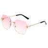 Gafas de sol de estilo coreano para mujer, modernas, sin montura, con ribete de cristal, resistentes a los rayos UV y con incrustaciones de diamantes.