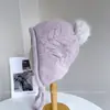 Otoño e Invierno Lana Mezclada con Pelo de Conejo Gorro de Punto con Orejeras Moda Versátil Felpa Loli Sombrero Resistente al Frío Cálido de Punto Tendencia