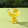 Copo de Sorvete Criativo, Copo de Vidro de Camada Dupla Preenchido com Flores Secas de Alto Borossilicato, Taça Transfronteiriça, Copo de Sobremesa de Aparência Sofisticada