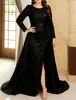 Vestido de Noche Elegante de Manga Larga para Banquete Transfronterizo Europeo y Americano para Mujer 2025 Anfitriona Reunión Anual Aura Reina Lentejuelas