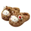 Chinelos de algodão fofos com estampa de leopardo para mulheres, adequados para uso interno e externo no outono e inverno, com sola antiderrapante, forro quente e design de desenho animado. Disponível para atacado