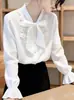 Camisa Chic con Lazada Estilo Francés para Mujer, Nuevo Diseño Primavera y Otoño 2026, Top Único, Elegante Camisa a Capas, Moderna