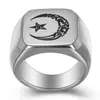 Anillo Vintage de Acero Inoxidable con Grabado Láser de Luna y Estrella de 18 mm Nuevo Transfronterizo Europeo y Americano Amazon Venta al por Mayor