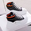 Zapatillas de caña alta de punto patchwork de moda nuevas para Primavera y Otoño con superficie de cuero, impermeables, de suela gruesa, versátiles, casuales, color blanco