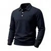 Suéter informal holgado para hombre de punto gofrado de manga larga con cuello camisero texturizado, talla europea, para primavera y otoño, transfronterizo
