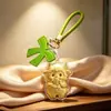 Llavero de cordero de dibujos animados lindo de oro puro 999, colgante de bolsa de oro, regalo para atraer la fortuna del año zodiacal