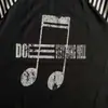 Camiseta Listrada Bicolor Estilo Gótico Americano com Estampa de Notas Personalizada Moda Casual Retrô Pulôver Top Y2K