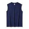 Ropa popular para hombre de comercio exterior: Chaleco de algodón puro de 220 g para hombre, color liso de verano, corte holgado, deportivo sin mangas, venta al por mayor transfronteriza en stock