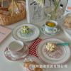 Plato de Desayuno Estilo Ins Plato para Pasta Plato para Postre Francés Plato para Pastel Juego de Taza de Café y Platillo Taza para Té de la Tarde Taza para Leche