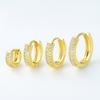 Venta caliente transfronteriza pendientes para dormir gratis color oro real 18K larga duración moda europea y americana doble fila micro incrustación circonita nuevo broche de oreja