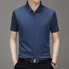 Camiseta Masculina de Alta Qualidade Sem Costura de Manga Curta Verão Novo Estilo Camisa Polo Camiseta Casual de Negócios para Meia-Idade Roupa Masculina