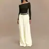 Calças femininas largas, casuais, de corte reto, luxo leve, de alta qualidade, com caimento em A, cintura alta, casuais, de perna larga, adequadas para baixinhas