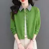 Nuevo cárdigan corto de punto a cuadros con bloques de color y cuello vuelto, elegante suéter abrigo de dos piezas falsas, Otoño/Invierno 2026