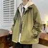 Chaqueta Retro Japonesa Elegante de Dos Piezas Falsas Nueva para Primavera y Otoño para Hombres Jóvenes Marca de Moda Holgada Chaqueta de Trabajo con Solapa Hombre