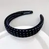 Diadema de Tela con Puntos Retro en Blanco y Negro para Mujer con Corona Alta, Diadema Pequeña Adelgazante, Elegante Accesorio para el Cabello para Exteriores