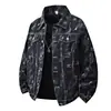 2026 Transfronteiriça Amazon Novo Jaqueta Jeans Estampada Masculina Solta Estilo Workwear com Gola Lapela para Jovens Roupa Exterior Casual