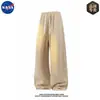 Pantalones Casuales Rectos de Pierna Ancha de Alta Calidad para Hombre, Co-Branded NASA, Primavera, Deportivos, Versátiles, Caída Suave, Largos