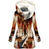 Trench Coat Feminino de Novo Estilo Transfronteiriço, Espessado para o Inverno, Estilo Europeu e Americano, Estampa Digital 3D com Capuz, Casaco de Alta Qualidade para Venda por Atacado