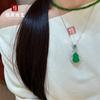 Colgante de Calcedonia Verde Hielo Alto Plata 925 Chapada Incrustada Moda Diamante Completo Calabaza Ágata Verde Jade Colgante Fabricante Venta al por Mayor
