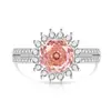 Região EUA TK Transmissão ao Vivo Mais Vendido Pedra Colorida Diamante de Alto Carbono Corte Rosa Anel Girassol Tendência da Moda Feminina Anel Versátil Feminino