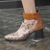 Botines de comercio exterior con estampado de serpiente, tacón grueso, punta, tallas 40-48, botines de mujer con anillo para el pie de estilo europeo y americano, otoño e invierno -61
