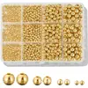 Bestseller transfronterizo: Cuentas redondas de plástico CCB doradas electroplateadas y perlas en una caja de 12 compartimentos para cadenas de teléfono, pulseras y accesorios DIY al por mayor