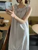 Vestido de tirantes elegante coreano de verano, femenino, sencillo, adelgazante, para ir al trabajo, juvenil, versátil, con volantes, de longitud media