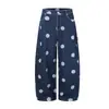 Magic Bear 2026 Novo Estilo Americano Jeans Leve Streetwear com Bolinhas Corte Reto Solto com Bolsos Aplicados Calças de Perna Larga