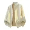 2026 Novo Outono/Inverno Transfronteiriço Masculino Gola Alta Cor Sólida Simples Suéter Tricô Tamanho Grande Moda Casual Jaqueta Cardigan