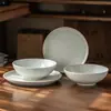 Juego de Cuencos y Platos de Cerámica para Mesa, Estilo Retro Simple, Platos Redondos, Platos al por Mayor en Stock, Platos de Estilo Occidental para Hotel