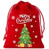 Saco de flanela vermelha de Natal, saco de presente com boca de viga, bolsa de maçã de Natal quente, saco de embalagem de biscoito de doces