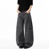 Calça Cargo Masculina Lktm Estilo Americano Algodão Lavado Multi-Bolsos Unissex Modelagem Solta Tendência Casual Longa