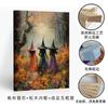 Amazon Hermosa Bruja en Flores Silvestres Pintura Colgante Lienzo Pintado con Aerosol Póster Retro Halloween Sala de Estar Pintura Decorativa