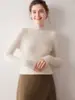 Suéter 100% Caxemira Pura para Mulheres, Gola Alta Meia-Calça Outono e Inverno, Linha Única Pronto para Vestir, Suéter de Base Tricotado Sem Costura