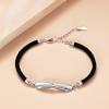 Pulseiras de Prata Esterlina S925 para Casal, um Par de Pulseiras com Design Exclusivo, Anéis Duplos Trançados, Pulseiras de Móbio, Presentes para Amantes
