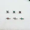Aleación de Titanio ASTM F136 Pendientes de Espada de Diamante Único Estrella de Ocho Puntas Clavos para Hélice Labio Joyería para Piercing Accesorios Transfronterizos