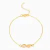 Fivela de Argola de Anel Símbolo do Infinito Retrô Transfronteiriça Europeia e Americana Tornozeleira Exquisita Coreana Simples com Cravejado de Diamantes Acessório Versátil Feminino de Praia