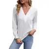 Moletom Feminino de Manga Longa com Decote V Transfronteiriço 2026 Outono e Inverno Novo Camisa Básica Europeia e Americana Tiktok Top Pulôver Casual