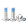 Tornillos de acero inoxidable 304 de cabeza redonda y ranura de cruz con recubrimiento adhesivo anti-aflojamiento, diseñados para prevenir el desprendimiento; Tornillos de cabeza troncocónica recubiertos de adhesivo, M2-M10