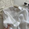 Itens Quentes Recomendados Principalmente! Nova Camisa de Linho Manga Longa Cor Lisa Primavera e Verão Dongdaemun Coreano Roupa de Trabalho Feminina Camisa de Proteção Solar