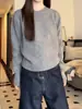 Colección Otoño 2026: Suéter Gris de Manga Larga con Cuello Redondo para Mujer - Sencillo, Elegante y Versátil con un Toque Chic Único