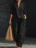 Roupas femininas de duas peças, cor sólida, soltas, casuais, confortáveis, simples, para primavera e verão, transfronteiriças europeias e americanas, 2026