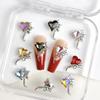 Librito Rojo nuevo caliente corazón torcido diamante joyería de uñas aleación tridimensional amor súper flash decoración de uñas al por mayor