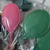 Espelho de maquiagem com alça padrão europeu retrô espelho grande de mão portátil palha de trigo espelho de atacado de fábrica