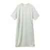 Modelo de colaboración/vestido casual de mezcla de algodón para mujer/vestido largo recto de algodón suelto de manga corta 484091